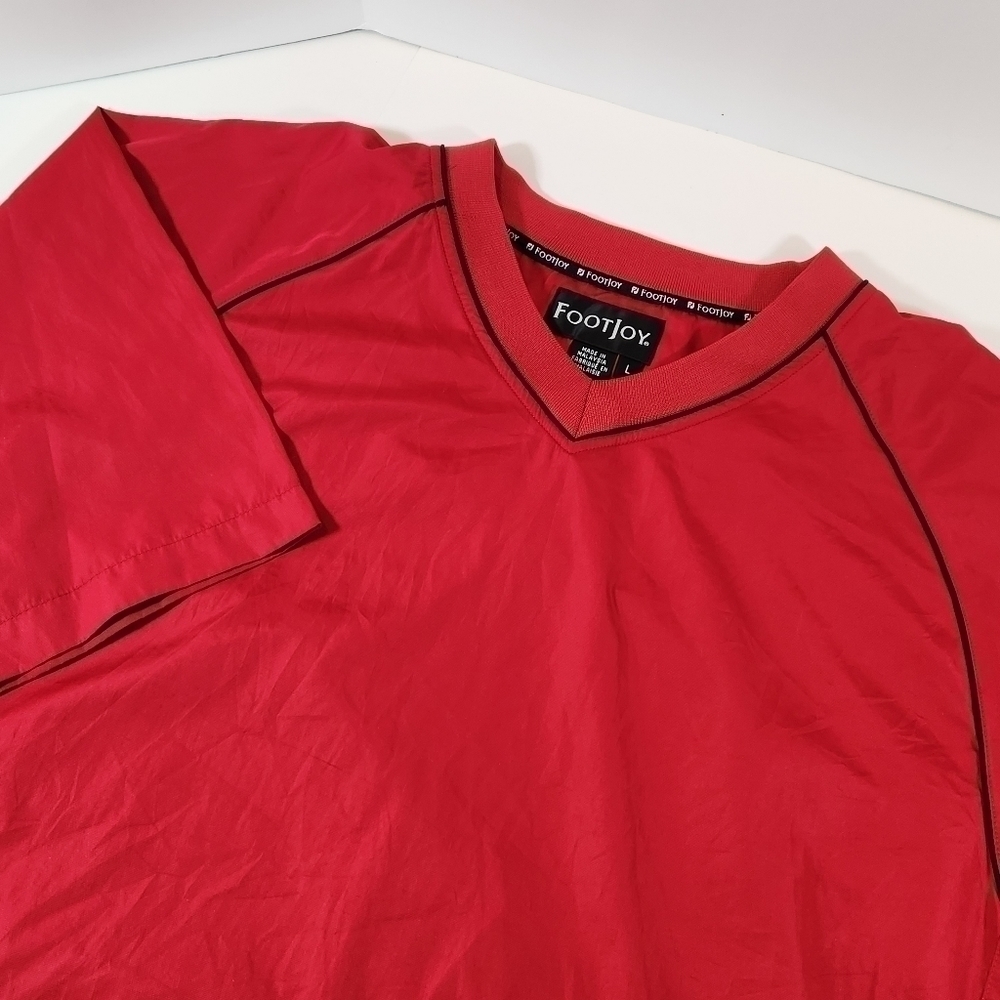 Footjoy Mens L Short Sleeve Windbreaker Hot Jacket Windshirt Golf Red Black